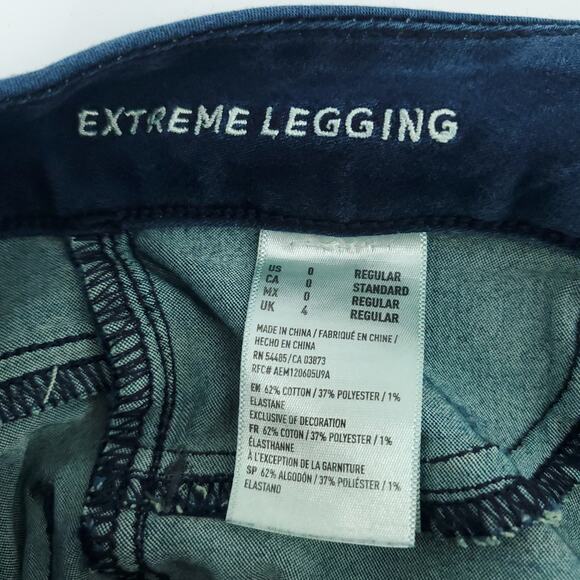 AEO American Eagle Super Super Stretch Extreme Sateen Jegging Dark Skinny 0R - Picture 7 of 12
